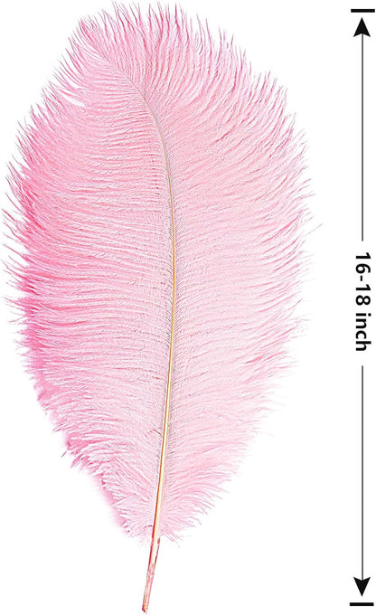 THARAHT 12PCS Ostrich Feathers Natural Bulk 16-18Inch(40-45cm) for Wedding Party Centerpieces