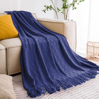 inhand Navy Blue Throw Blanket for Couch and Bed, Soft Living Room Home Decor Knitted Blanket with