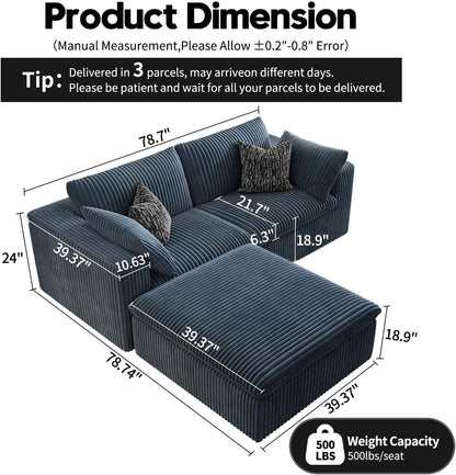 LoveSeat Cloud Couch Modular Sectional Sofa for Living Room,Modern Sofa with Deep Seat，2 Seater