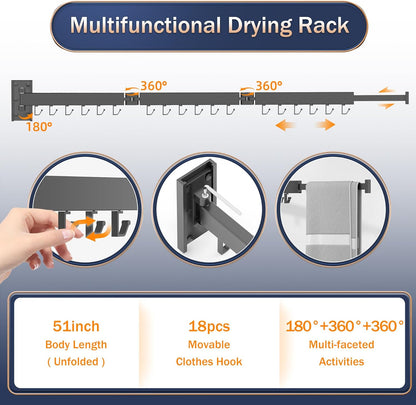 Clothes Drying Rack,Laundry Drying Rack Wall Mount, Space Saver Clothes