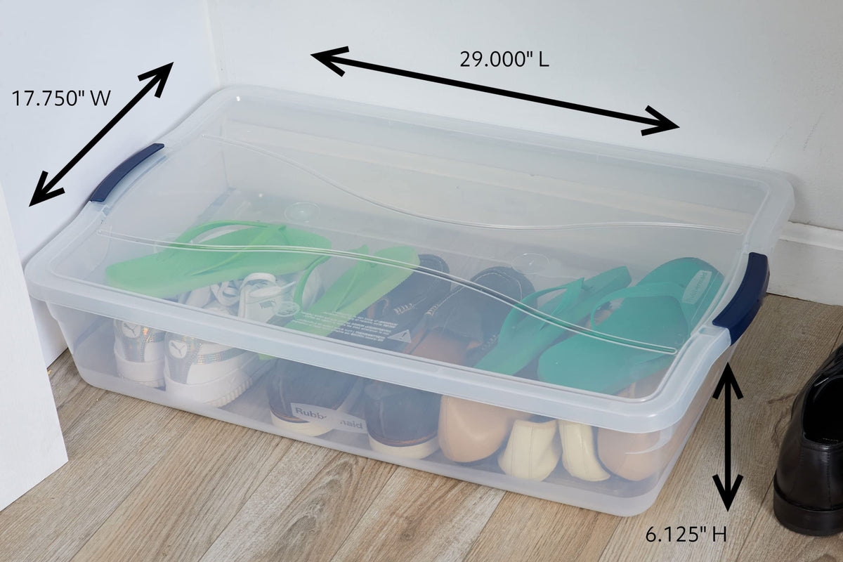 Rubbermaid Cleverstore 42 Quart Stackable Plastic Storage Container Organizer Bin with Latching