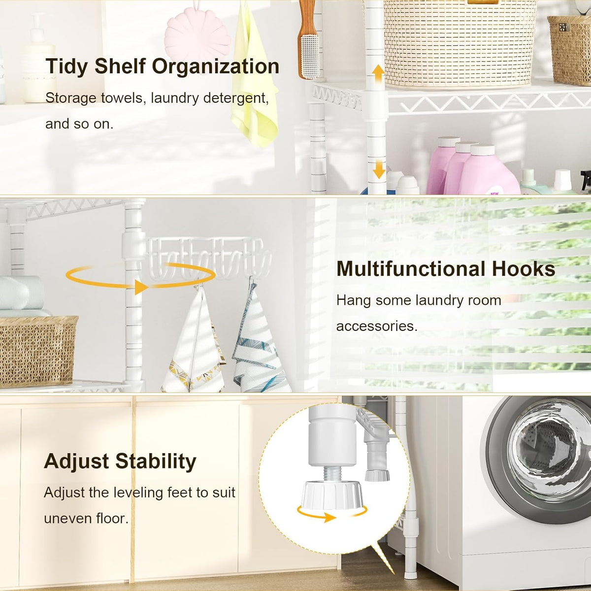 Ulif U8 Laundry Room Storage Organizer, Over The Washer and Dryer Storage Shelves for Laundry
