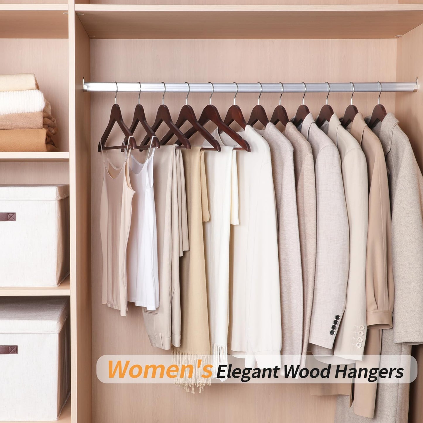 Amazon Basics Durable Wooden Suit Clothes Hangers, Closet Organizer, Cherry, 20-Pack
