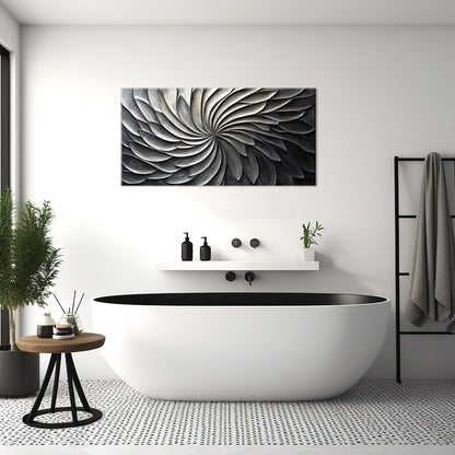 LASMOND Abstract Black and White Wall Art for Living Room Modern Canvas Print Painting Lines Flower
