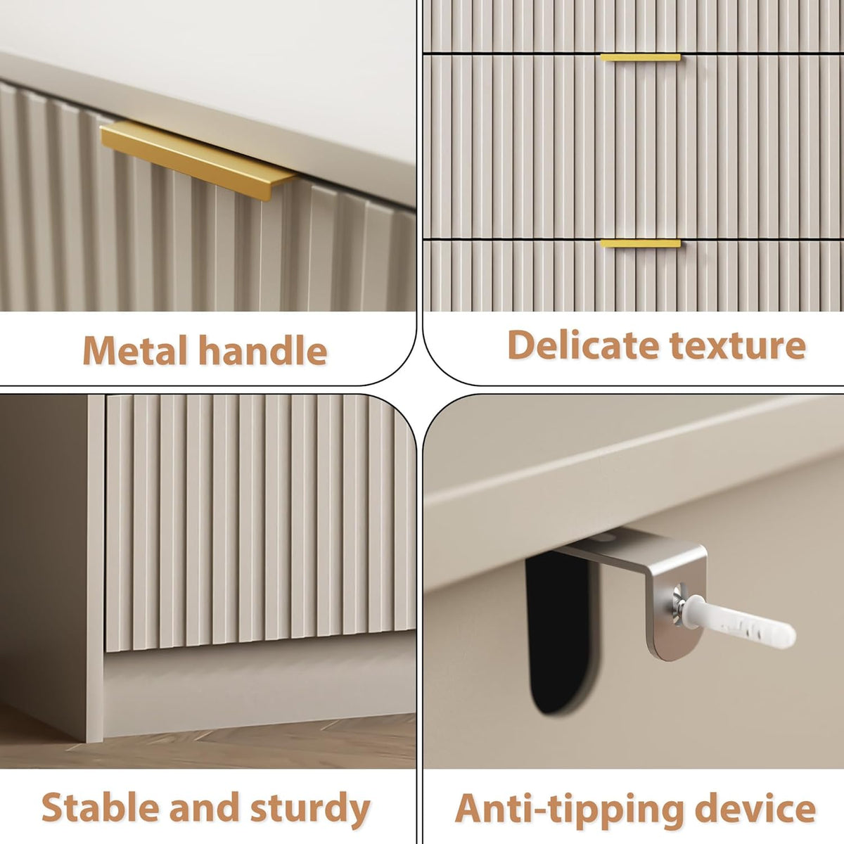 5 Drawer Dresser for Bedroom, Tall Dresser Chest of Drawers with Gold Handles, 32 Inch Wide