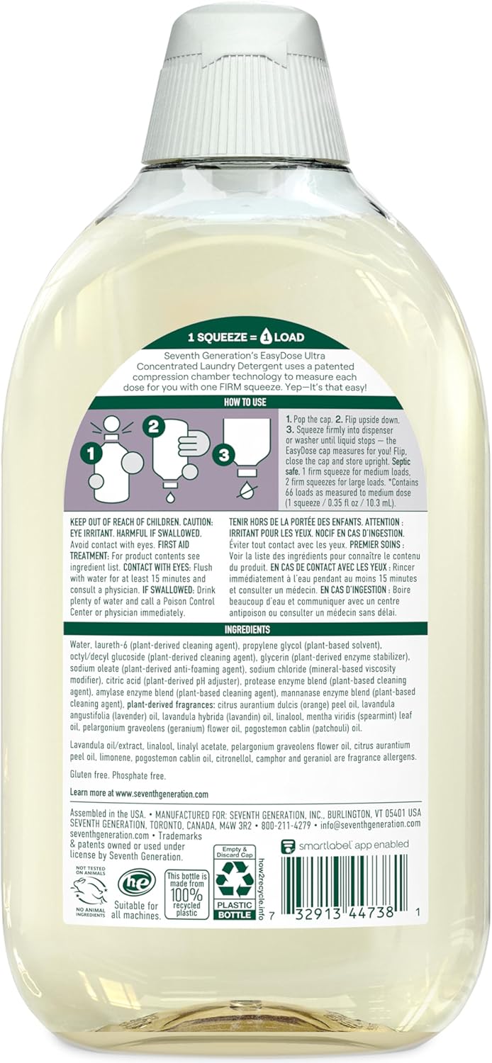 Seventh Generation EasyDose Laundry Detergent Fresh Lavender Ultra Concentrated Washing Detergent