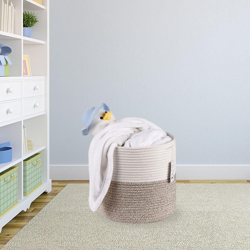 Woven Cotton Rope Plant Basket for 11 inch Flower Pot Floor Indoor Planters,Decorative Small Basket