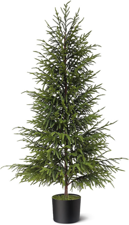 4ft Christmas Norfolk Pine Tree Artificial Christmas Tree Faux Potted Plants for Front Porch