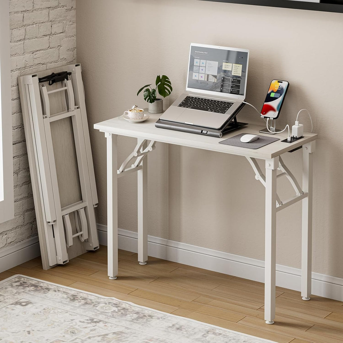 Frylr Small Folding Computer Desk – 35.8 Inch Portable Table for Craft and Study, Lightweight Desk
