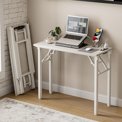 Frylr Small Folding Computer Desk – 35.8 Inch Portable Table for Craft and Study, Lightweight Desk