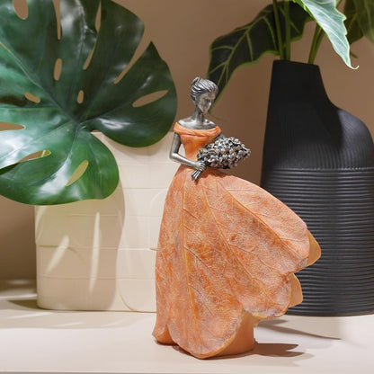 Guichifun Fairy Statue Collection Home Decoration - Orange Leaf Angel Girls Resin Home Decor for