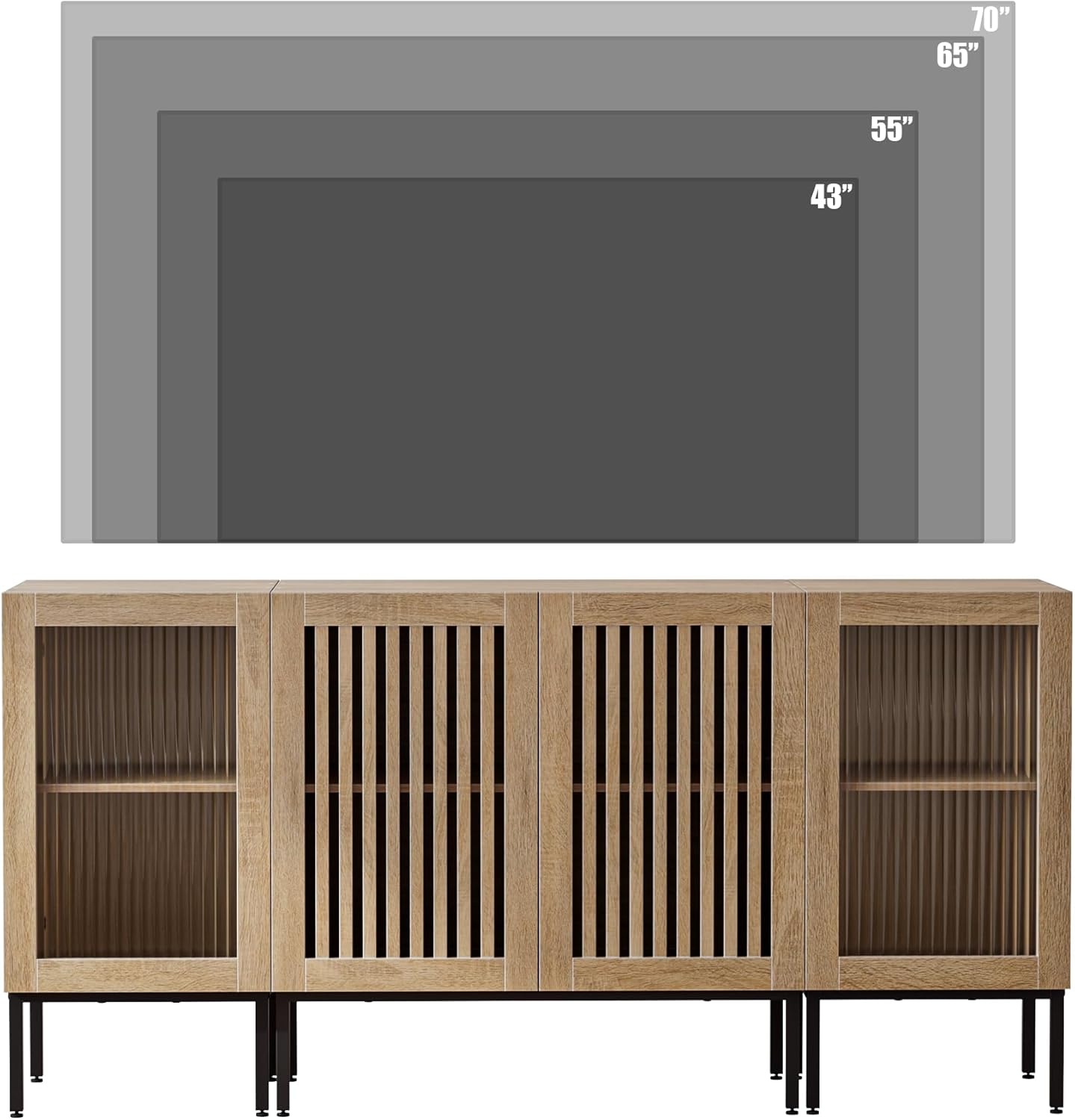 Farmhouse TV Stand for TVs up to 70 Inch, Entertainment Center TV Console with Storage Cabinets and