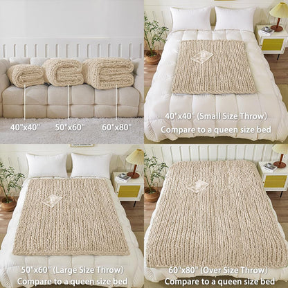 WESHIONGOO Chunky Knit Blanket Throw 40"×40" Knitted Throw Blankets for Couch Bed Fluffy Soft