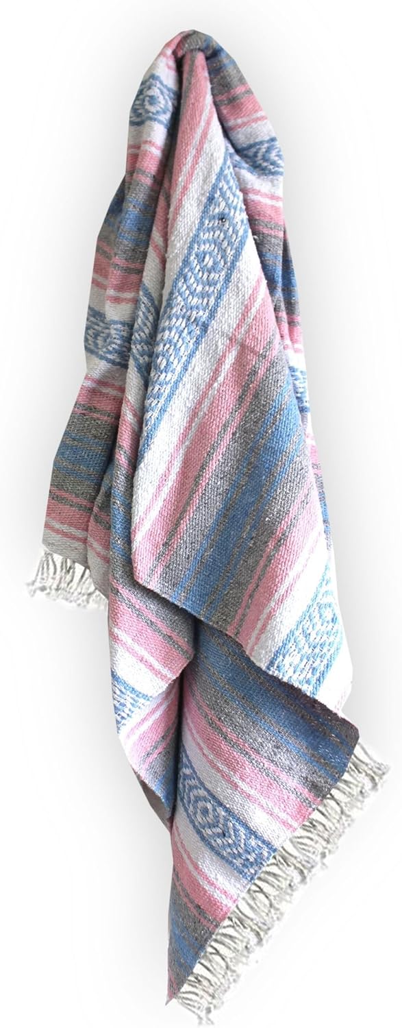 Del Mex Classic Mexican Blanket, Large Authentic Woven Falsa Throw (70"x50"), Artisan Southwest