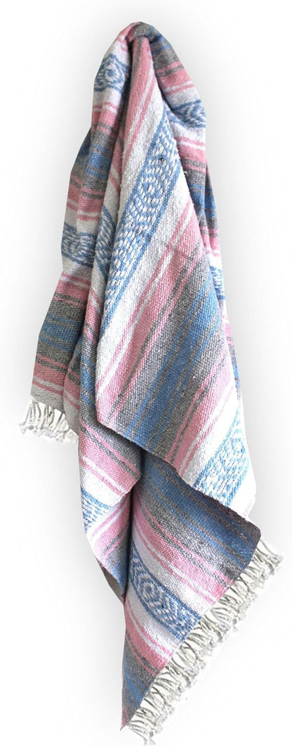 Del Mex Classic Mexican Blanket, Large Authentic Woven Falsa Throw (70"x50"), Artisan Southwest