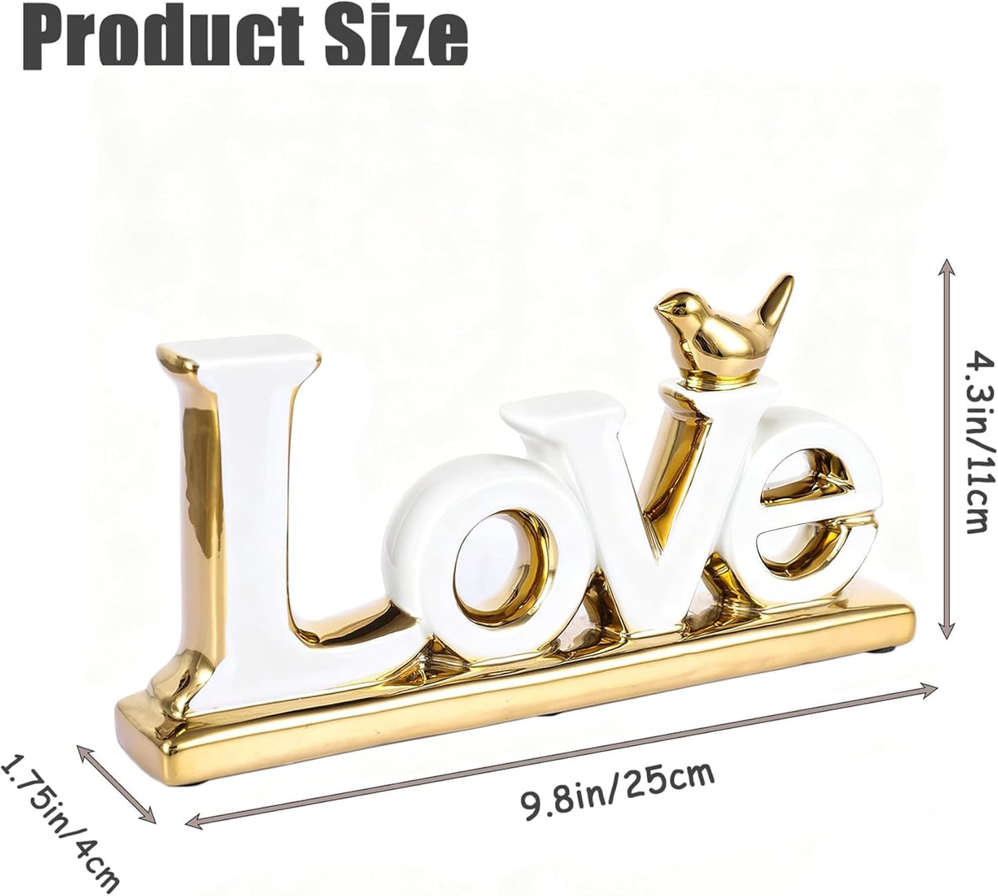 Love Sign Decoration - White & Gold Modern Bird Sculpture Statue, Personalized Love Decor for