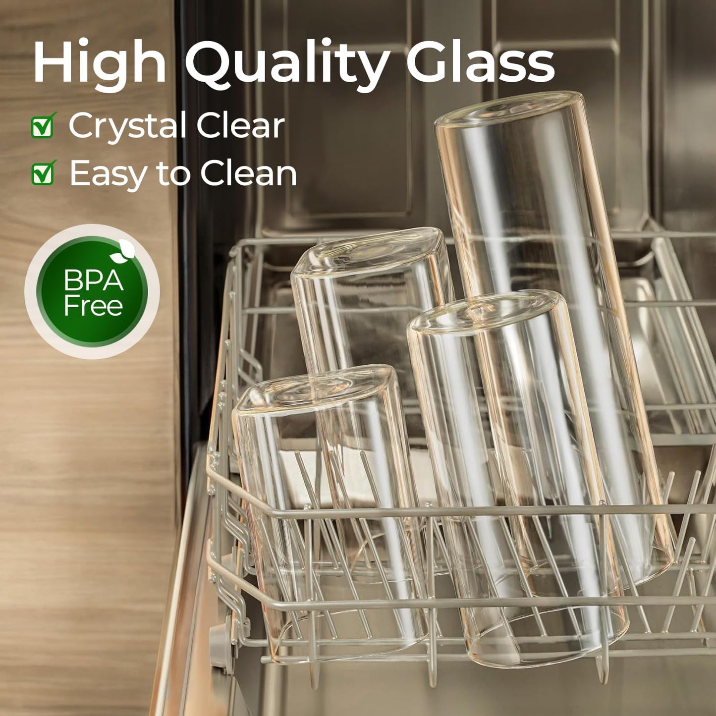 ComSaf 0.5 Qt Glass Food Storage Jars Set of 6, Clear Glass Storage Containers with Lids, Pantry