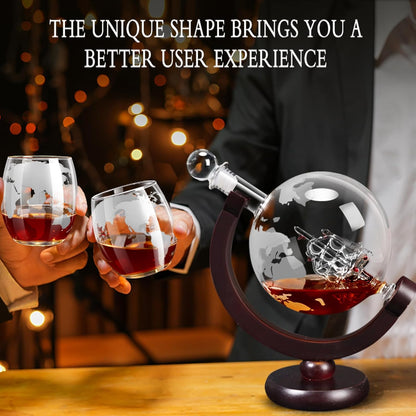 Whiskey Decanter for Men, Whiskey Globe Decanter for Liquor, Bourbon, Vodka, Cocktails, Scotch