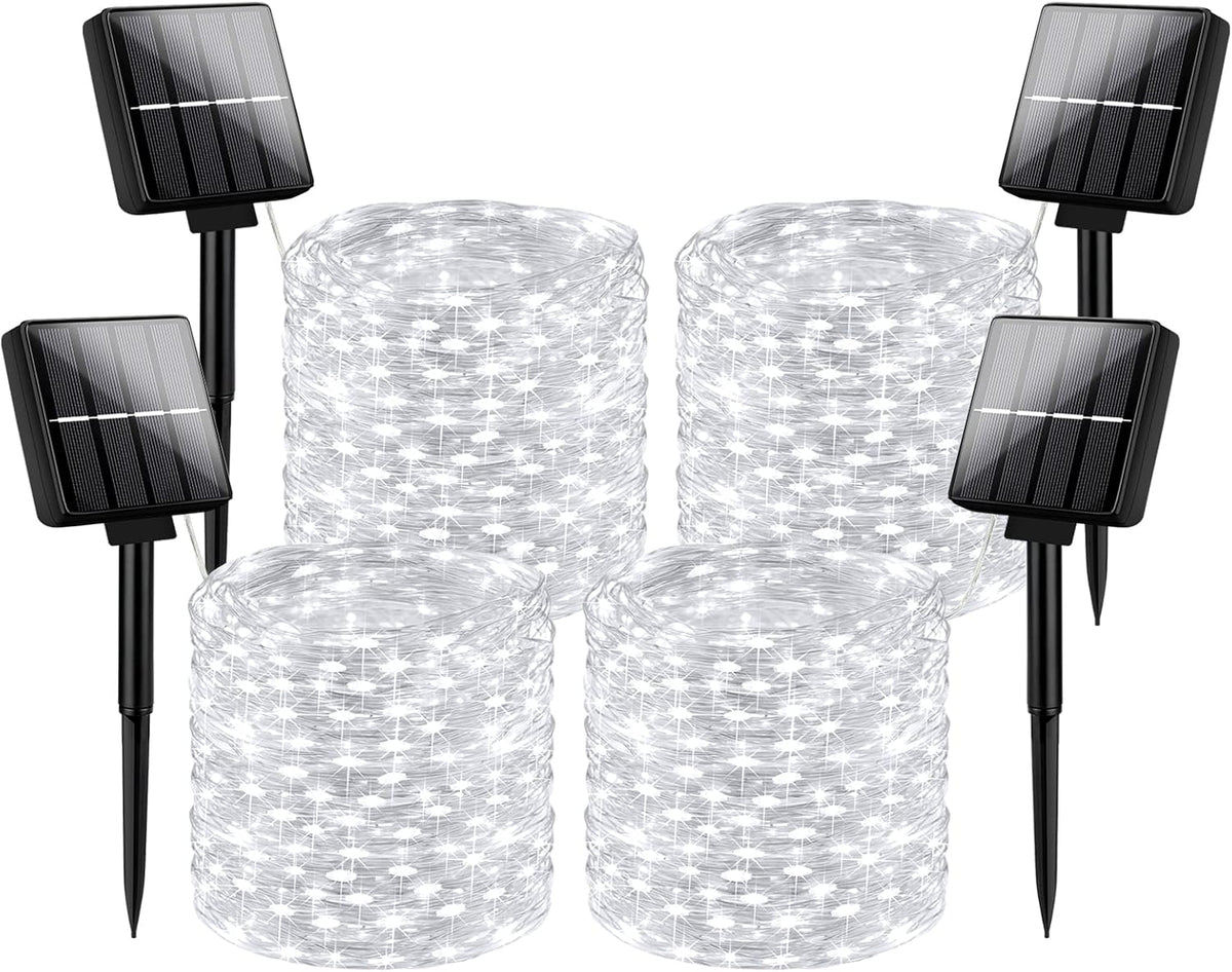 Brightever Solar Outdoor LED String Lights 288Ft Waterproof, 4-Pack Each 72FT 200 LED Solar Powered
