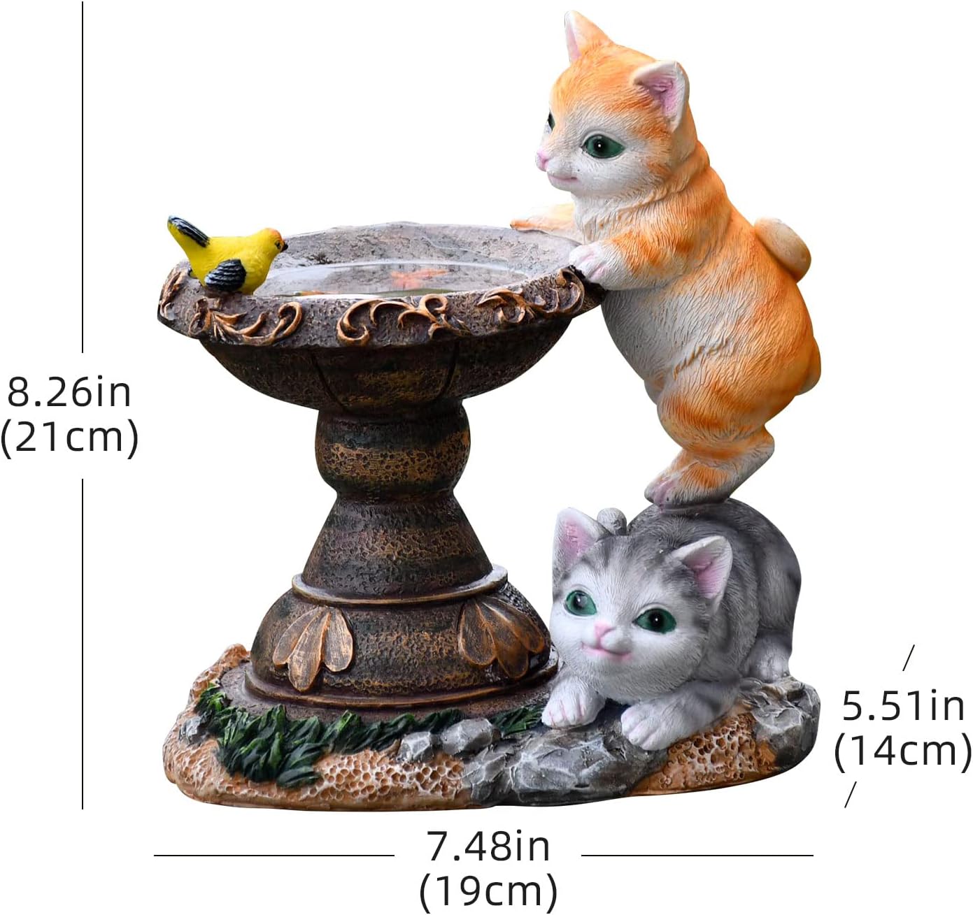 Cat Garden Figurines Outdoor Decor Solar Statue with LED Lights for Patio Lawn Yard Art Decoration