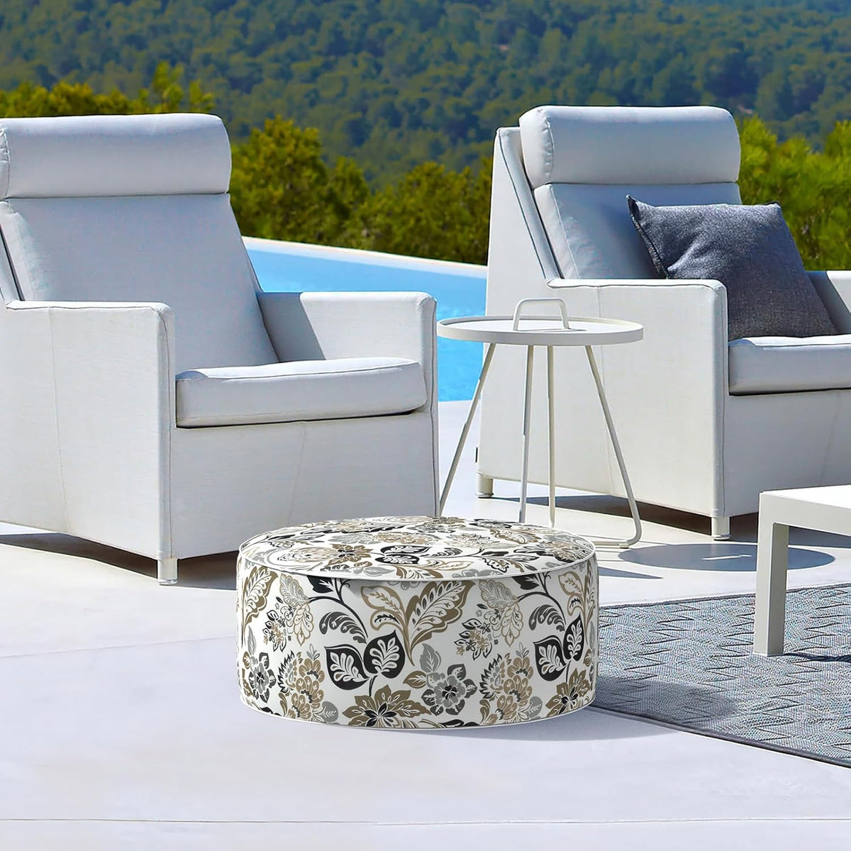 LVTXIII Inflatable Stool Ottoman Footrest with Handle, Decorative Fade-Resistant Foot Stool, Indoor
