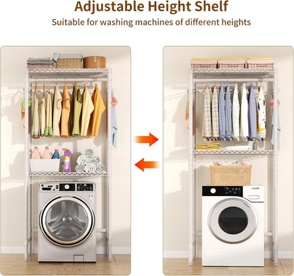 Over Washer and Dryer Shelves,2 Tier Adjustable Height Wire Shelving Laundry Room Storage