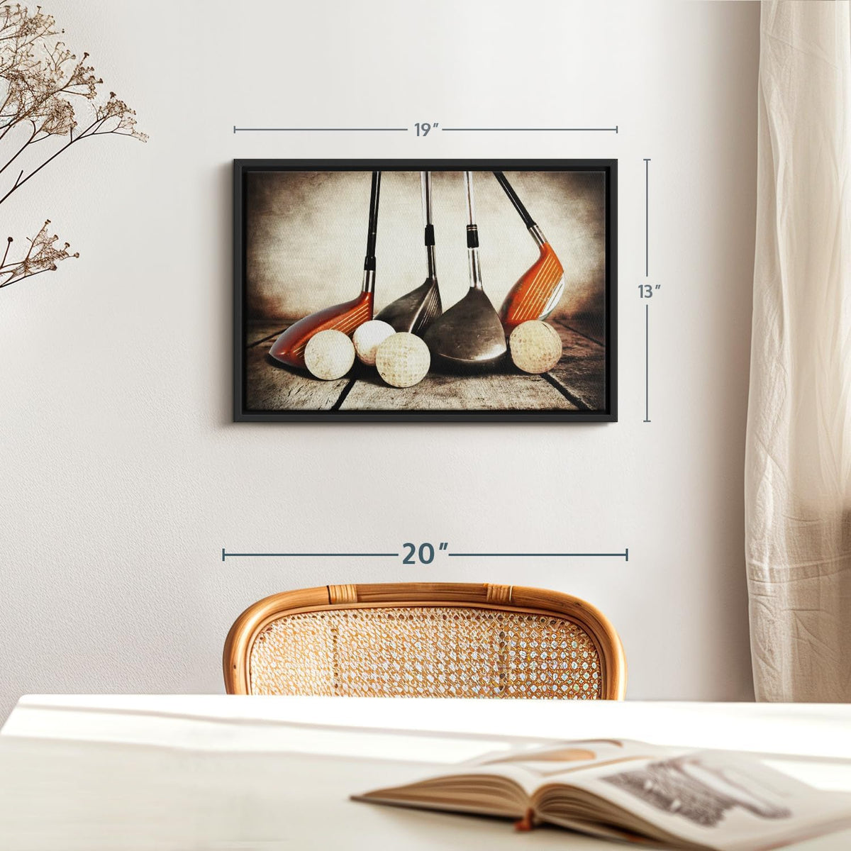Elephant Stock Golf Sets Wall Art - Horizontal Framed Canvas - 1-Piece Mancave Wall Decor