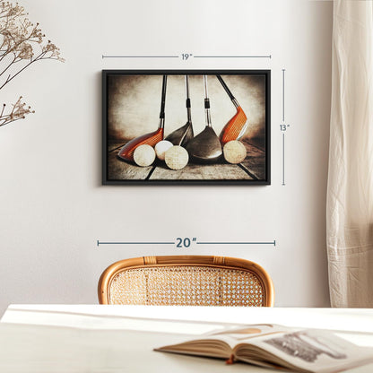 Elephant Stock Golf Sets Wall Art - Horizontal Framed Canvas - 1-Piece Mancave Wall Decor