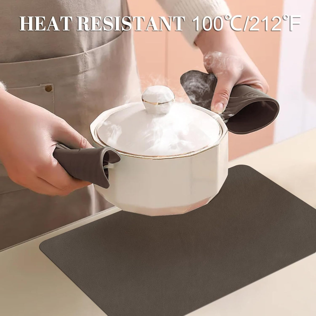 BLESWIN Faux Leather Placemats, Set of 6, 12×17 Inch -Double Side Texture Color Table Mats