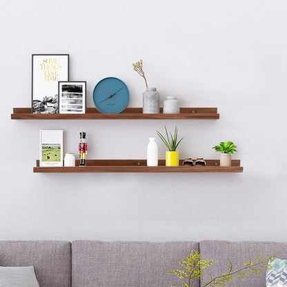 AZSKY 48 Inch Floating Wall Ledge Bookshelf Light Walnut Kids Book Toys Trophy and Family Picture