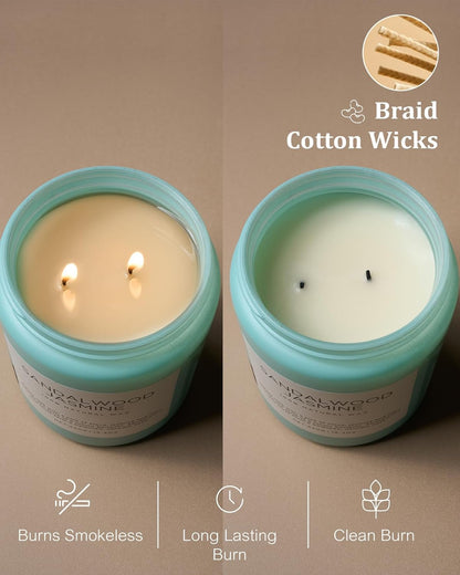 M&SENSE Sandalwood Jasmine Scented Candles, Large Soy Natural Long Lasting 19.4oz 110 Hour Burning