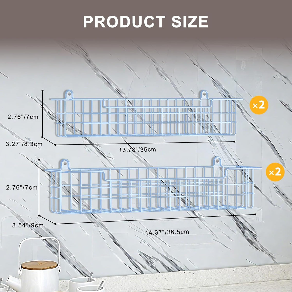 Spice Rack, 4-Pack Seasoning Organizer Wall Mount for Kitchen Storage Organization, Metal Spice