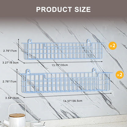 Spice Rack, 4-Pack Seasoning Organizer Wall Mount for Kitchen Storage Organization, Metal Spice