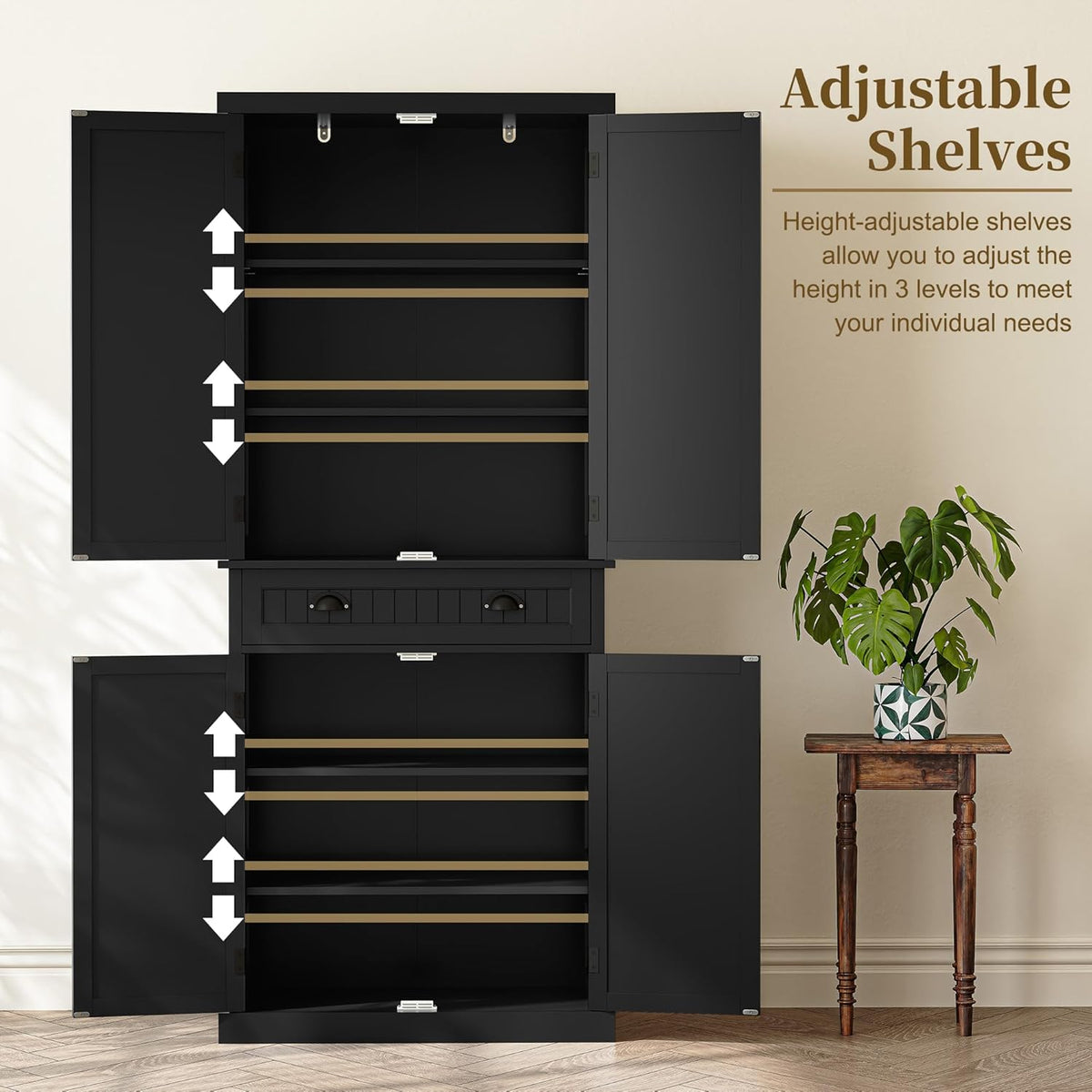 ARTPOWER 72" Tall Kitchen Pantry Storage Cabinet with Drawer and Adjustable Shelves, Pantry Cabinet