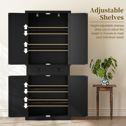 ARTPOWER 72" Tall Kitchen Pantry Storage Cabinet with Drawer and Adjustable Shelves, Pantry Cabinet