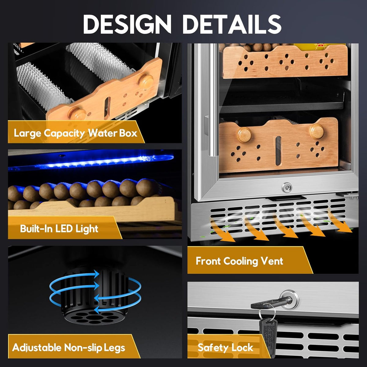 Tylza 88L Ciagr Humidor Cabinet, Humidity & Temp Control Electric Humidors for Cigars, 546 Counts