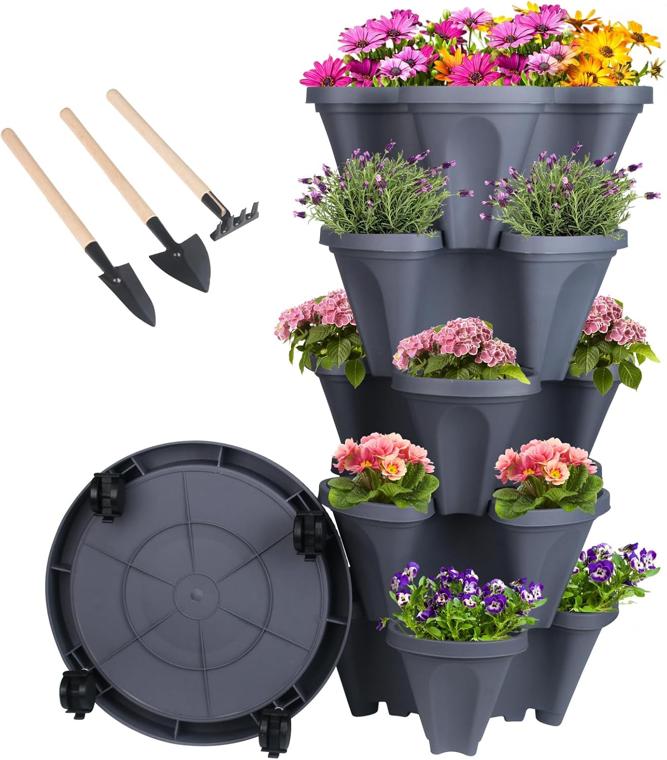 Vertical Planter 5 Tier Stackable Planters Garden Planters Strawberry Herb Flower and Vegetable