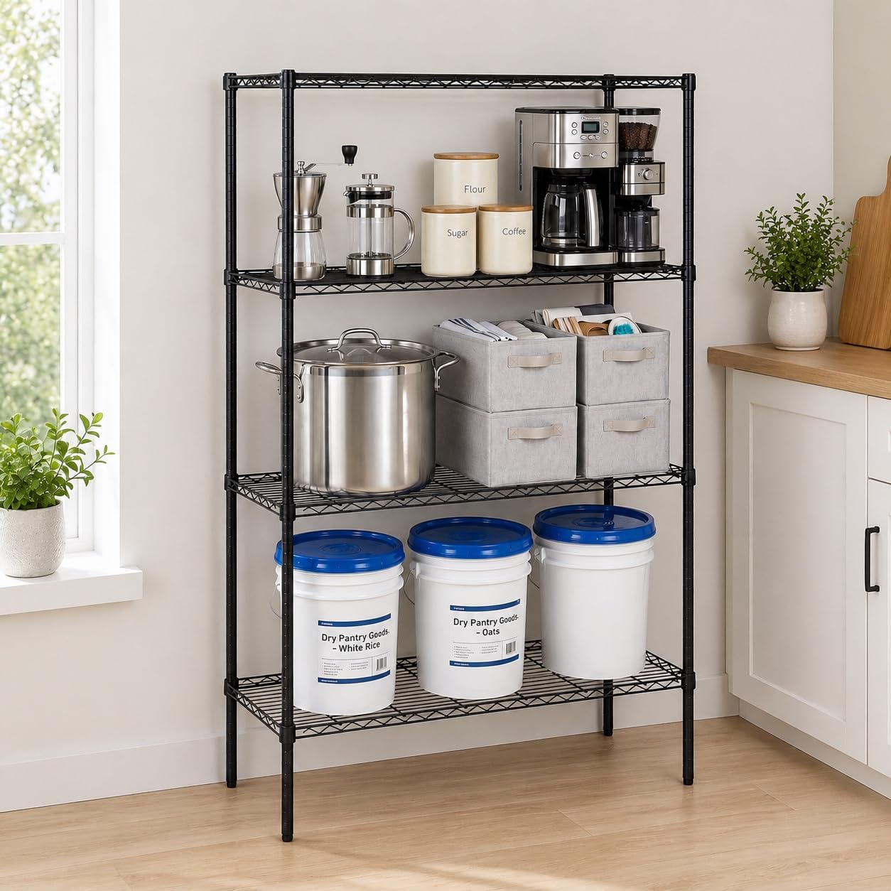 Honey-Can-Do 4-Tier Heavy Duty Extra-Wide Adjustable Shelving Unit, 350-lb Per Shelf Metal Storage