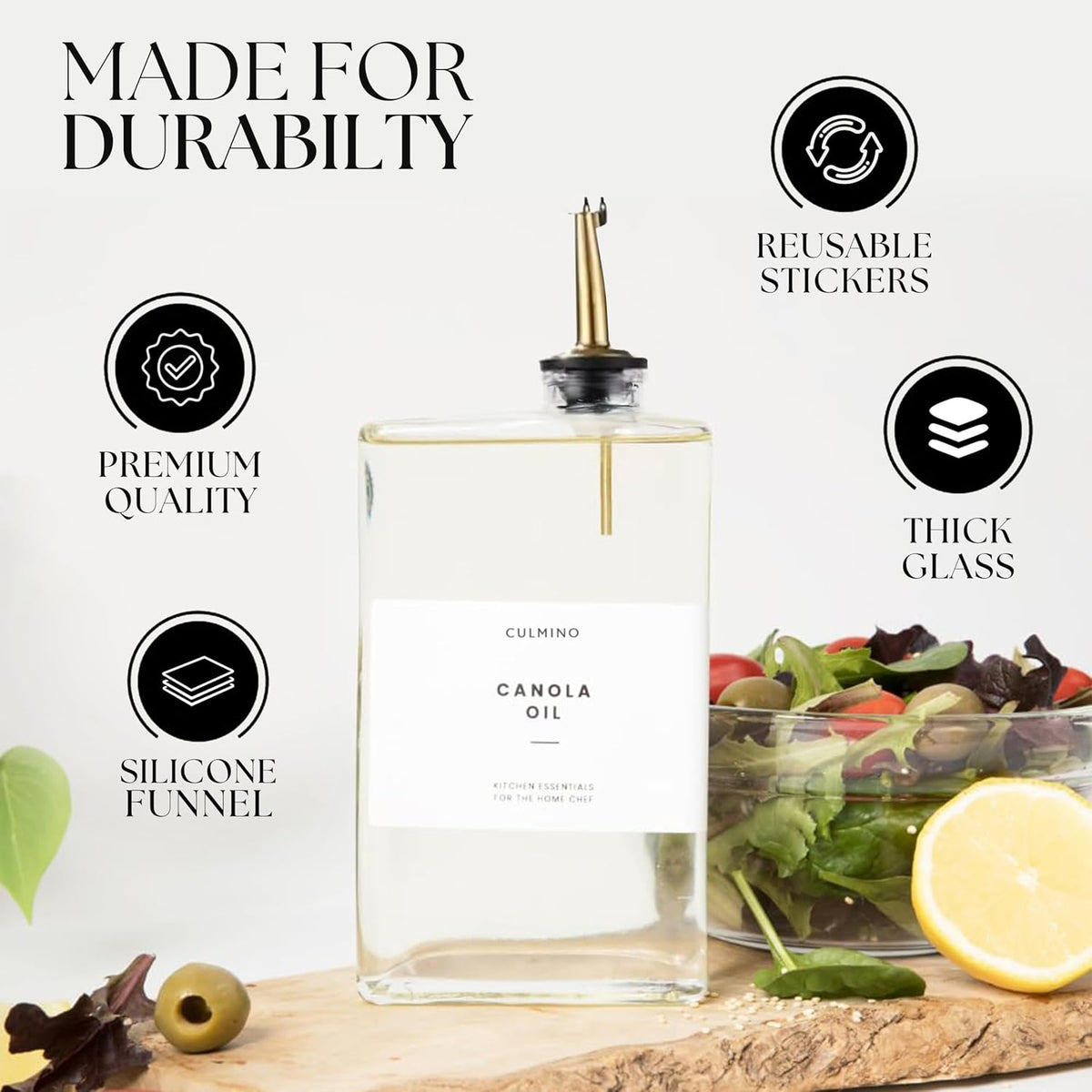 Premium Glass Olive Oil Dispenser Bottle 350ml | Cooking Oil and Vinegar Dispenser Set of 2 | Oil