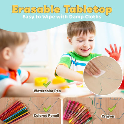 FUNLIO Kids Table and 4 Chairs Set, Height Adjustable Toddler Table and Chair Set for Ages 3-8