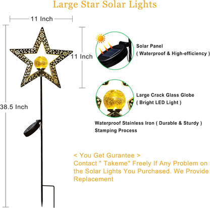 TAKE ME Star Solar Lights Garden Outdoor Decor Waterproof Metal Solar Stakes Lights for Patio Yard