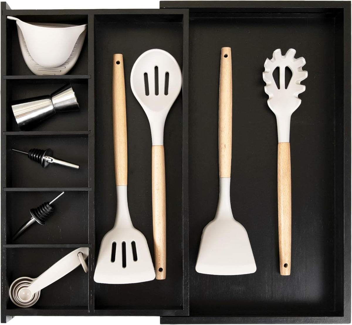 Adjustable Kitchen Drawer Organizer for Utensils and Junk, Food-Safe Contract Grade with 100%