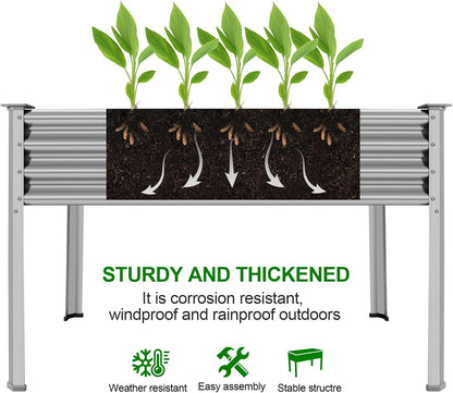 Land Guard 2Pcs Galvanized Raised Garden Bed with Legs, 48×24×32in Large Metal Elevated Raised