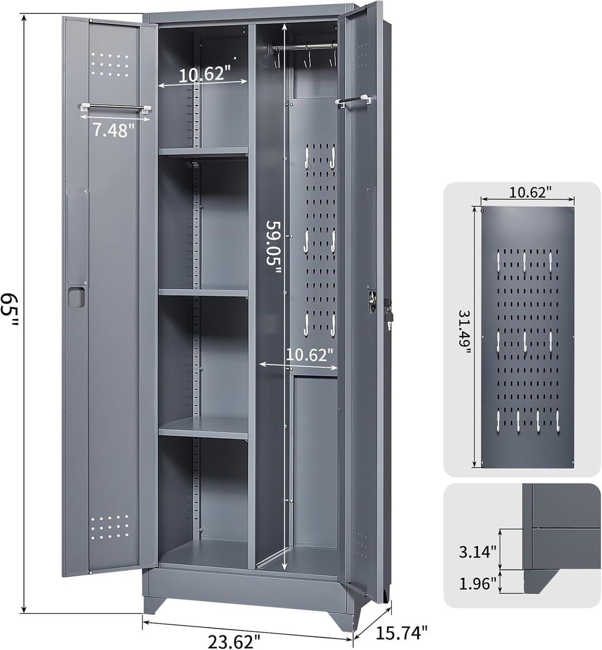 Storage Cabinet,Metal Locking Cabinets with Doors and Shelves,Functional Garage Storage Cabinet for