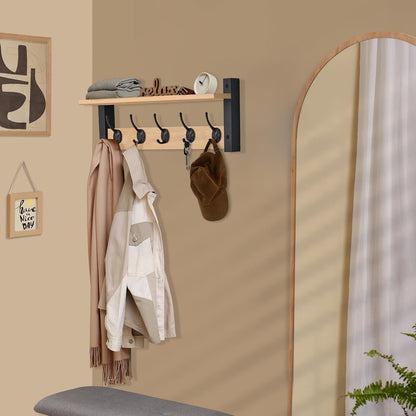 Sorbus Coat Hooks Wall Mount with Shelf – 24 Inch Coat Rack Wall Mount with 5 Heavy Duty Hooks