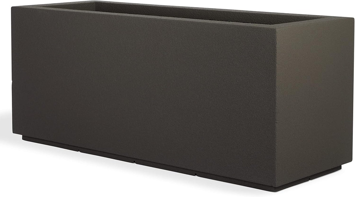 PolyStone Milan Tall Modern Outdoor/Indoor Rectangular Trough Planter, 46" L X 17" W X 19" H