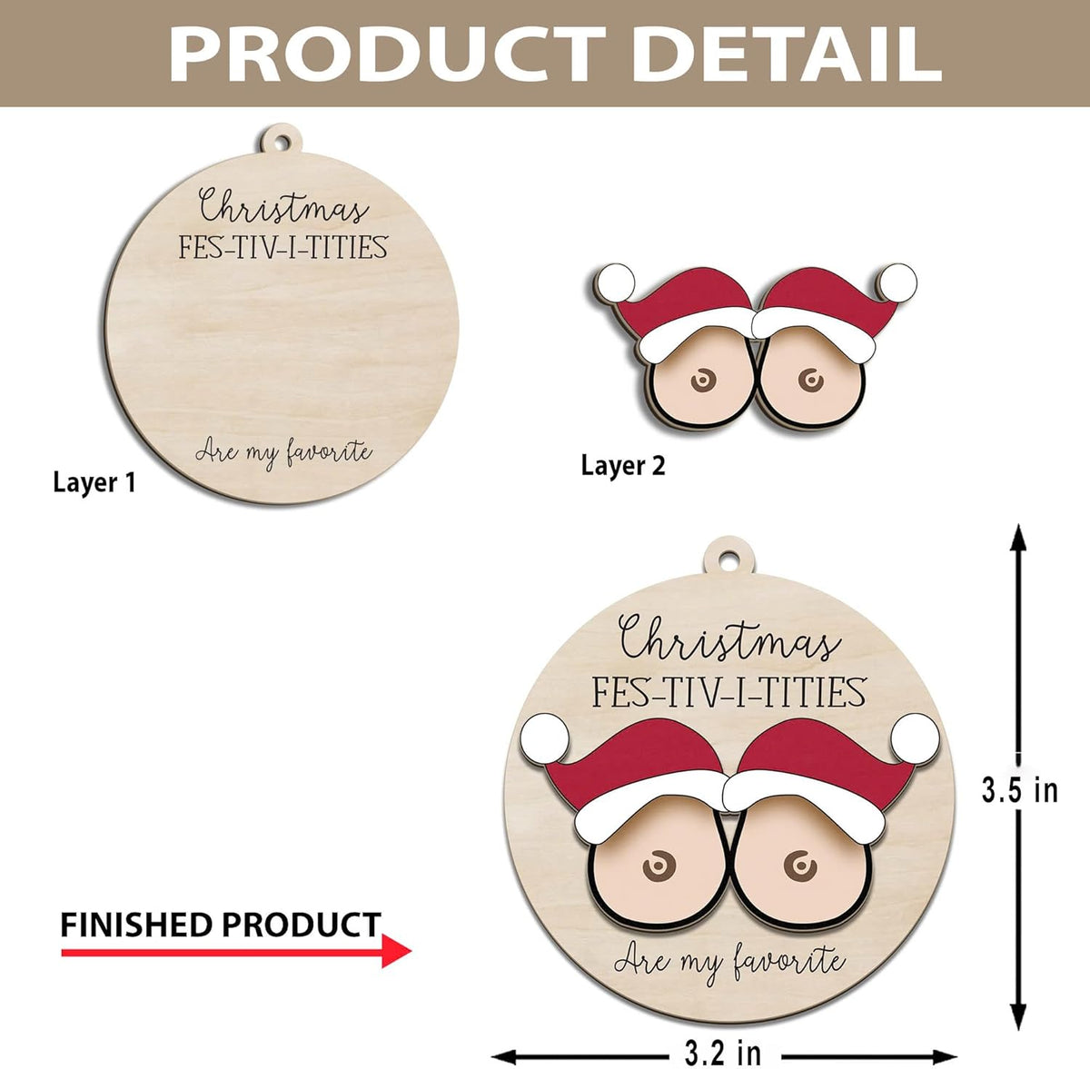 Funny Christmas Ornament – Adult Humor Naughty Holiday Gag Gift for White Elephant & Secret Santa