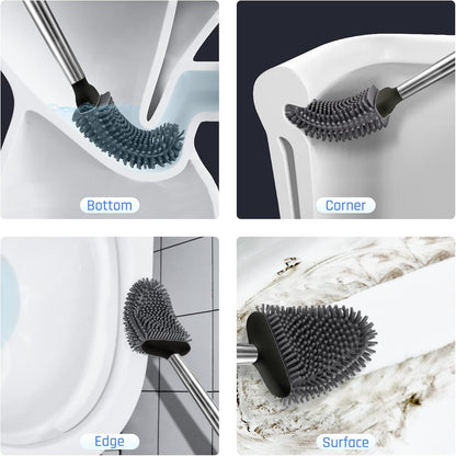 Sellemer Toilet Brush and Holder Set - Flexible Toilet Bowl Brush Head with Silicone Bristles