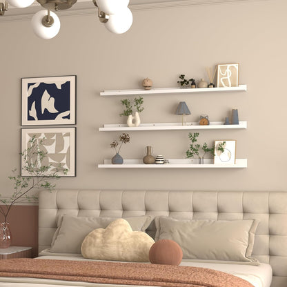 Giftgarden 47 Inch White Floating Shelves for Wall Mount, Modern Long Wood Wall Shelf Ledge for