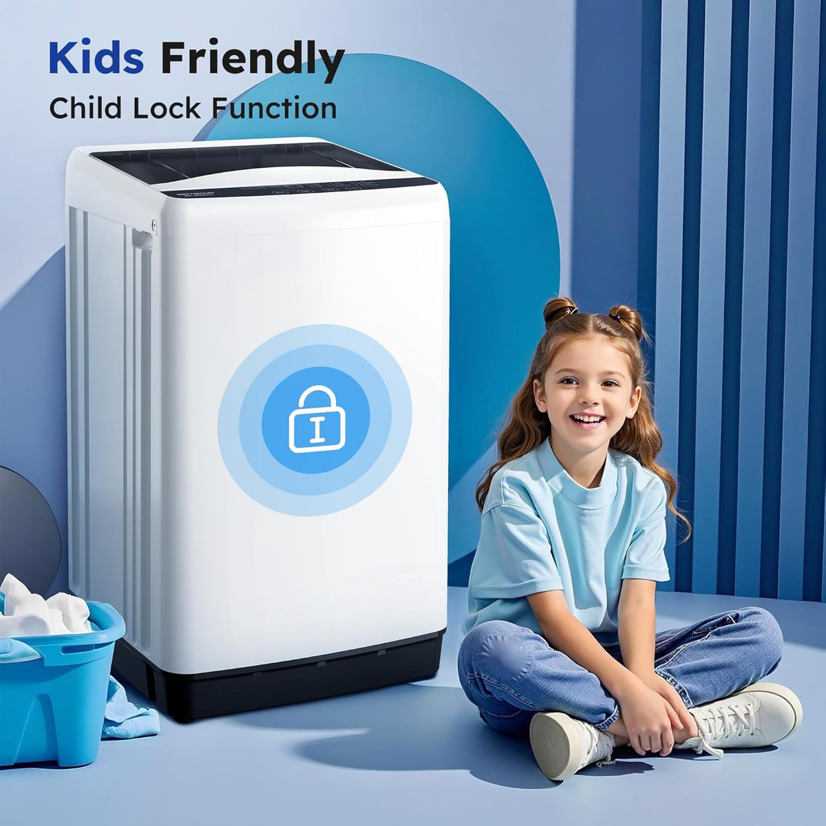 1.0 Cu.ft Portable Washing Machine for Home & Apartment, Full-Automatic Clothes Washer with 6 Water